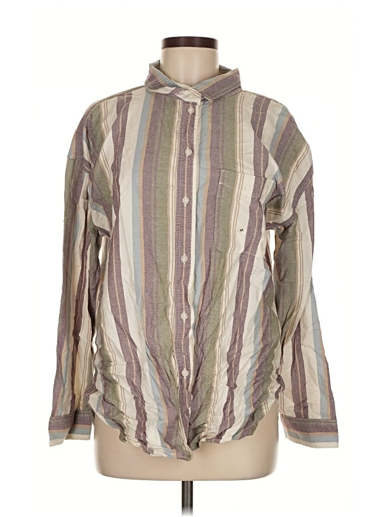 American Eagle Outfitters Long Sleeve Button Down Shirt In Brown