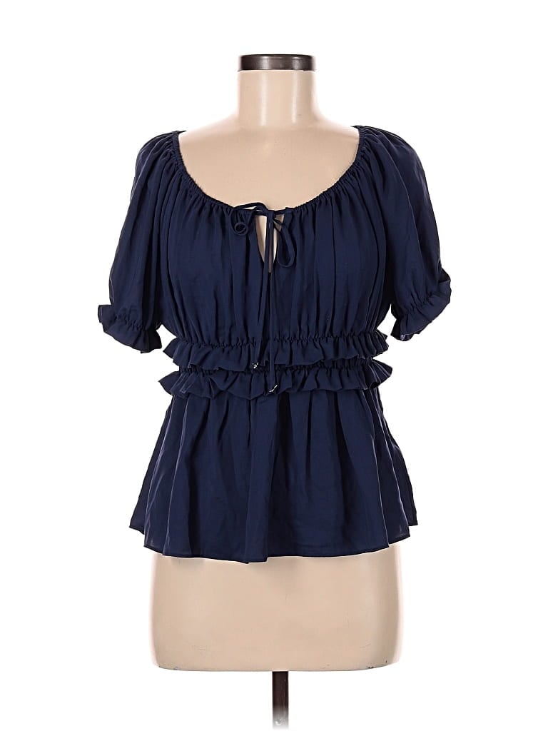 Pre-owned Hd In Paris Short Sleeve Blouse In Blue