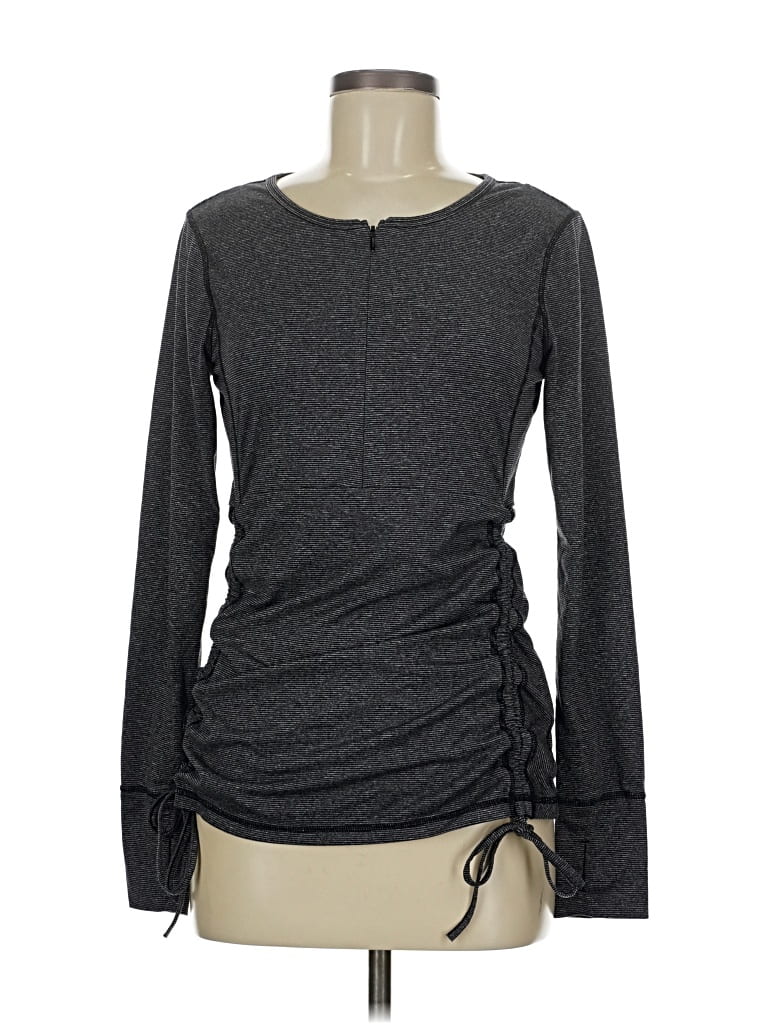 Pre-owned Skechers Long Sleeve Top Gray Crew Neck Tops