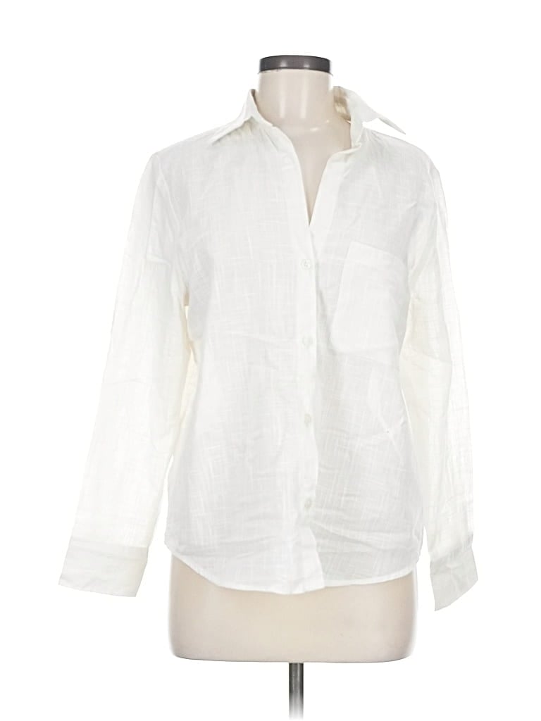 Pre-owned Assorted Brands 3/4 Sleeve Button Down Shirt In White