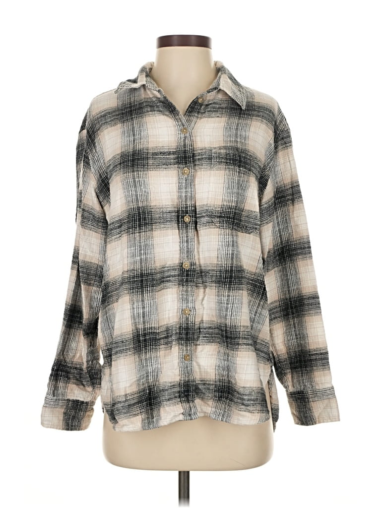 Pre-owned American Eagle Outfitters Long Sleeve Button Down Shirt In Gray