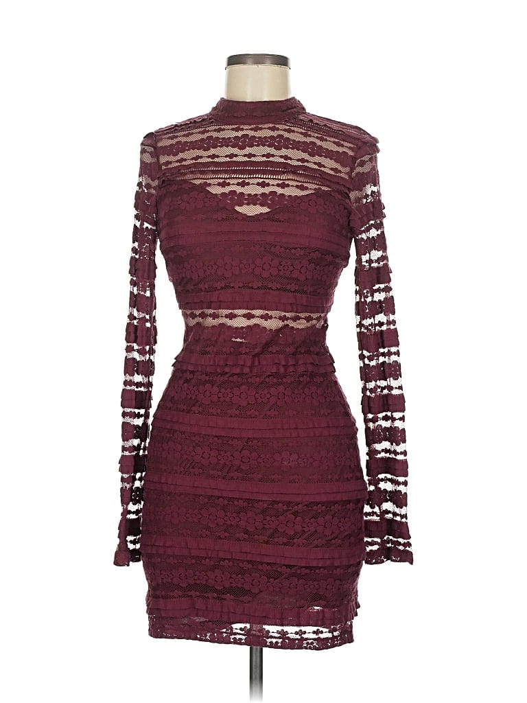 Pre-owned Lush Cocktail Dress In Burgundy