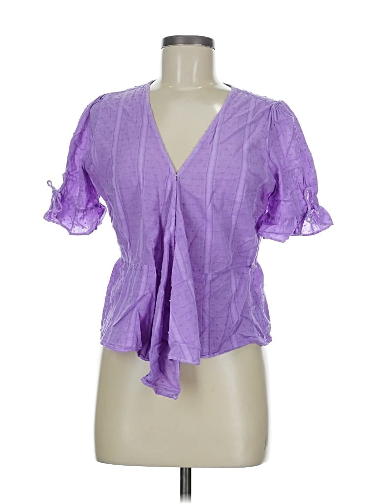 Pre-owned Madewell Short Sleeve Blouse In Purple