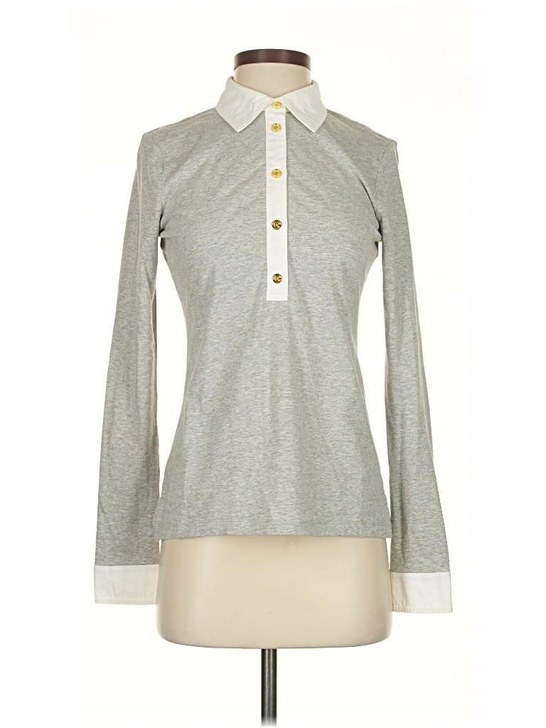 Pre-owned C. Wonder Long Sleeve Top Gray Mock Neckline Tops
