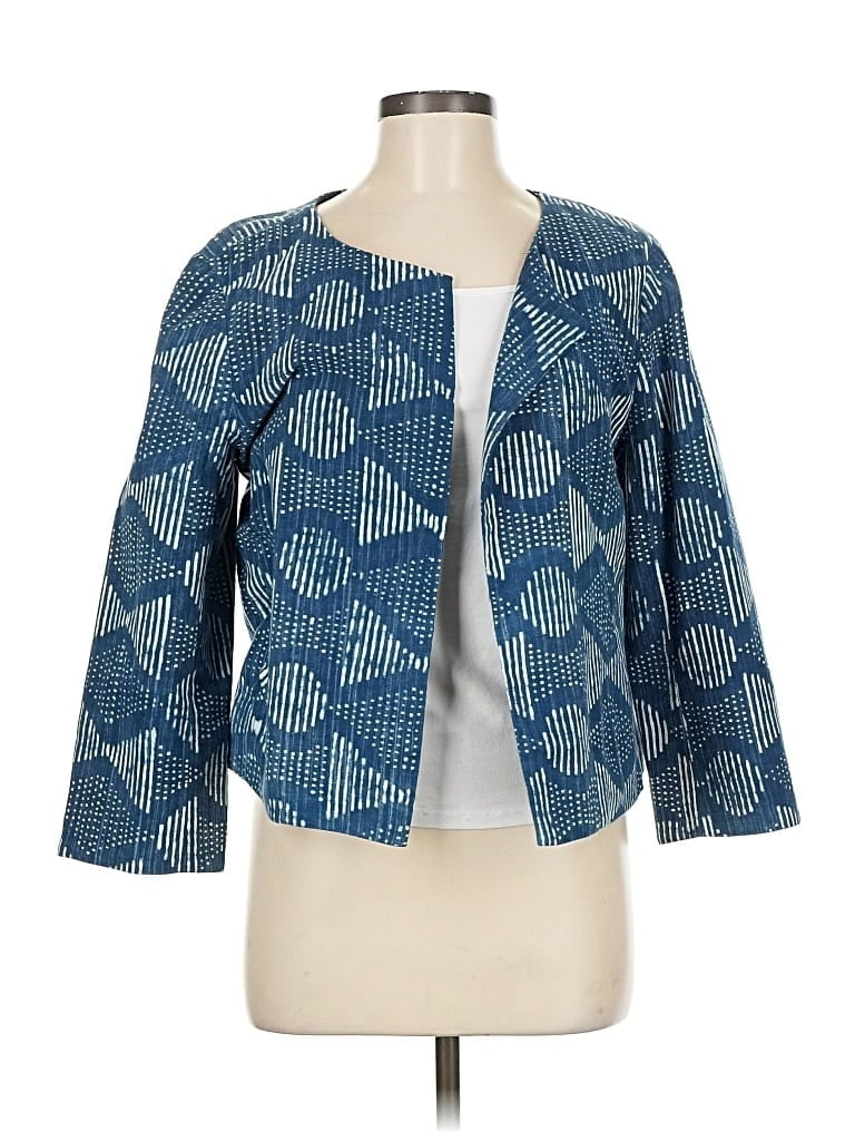 Pre-owned Eileen Fisher Blazer Jacket In Blue