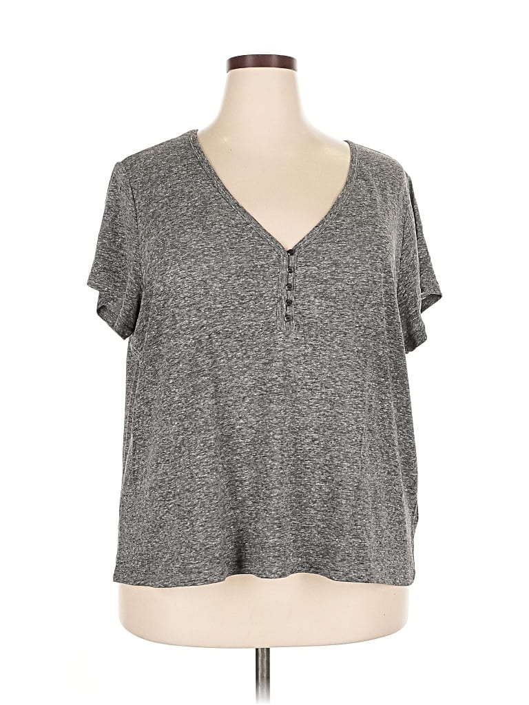 Pre-owned Old Navy Short Sleeve Henley Shirt In Gray