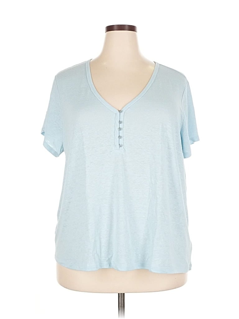 Pre-owned Old Navy Short Sleeve Henley Shirt In Blue