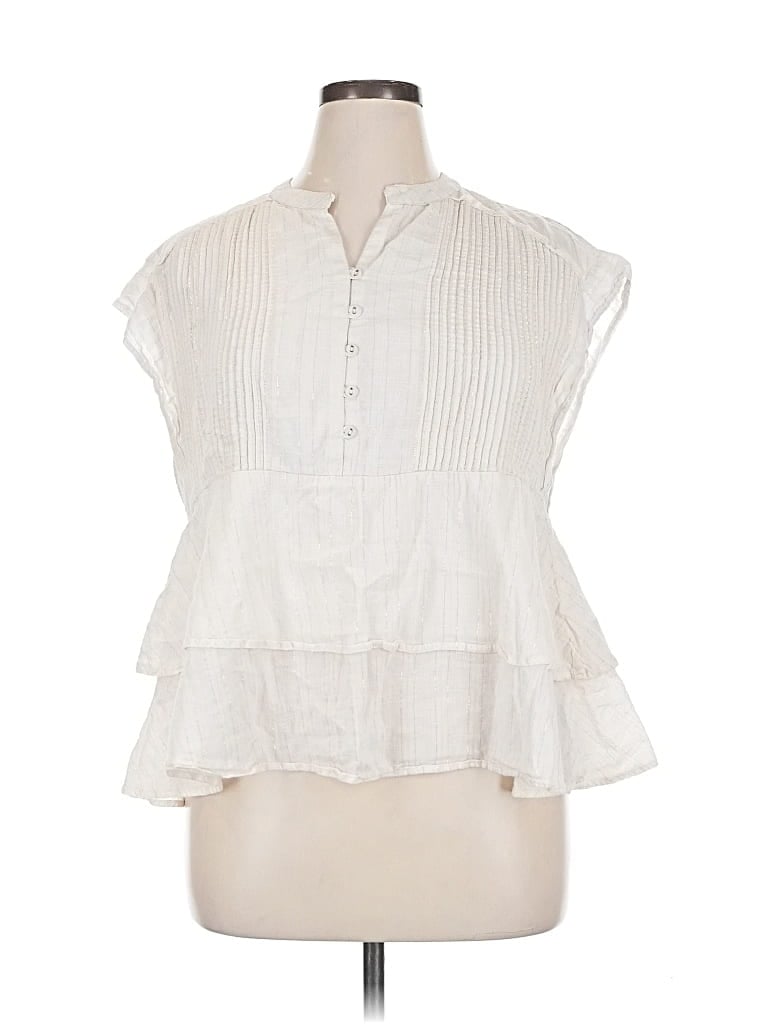 Pre-owned Lane Bryant Sleeveless Blouse In White