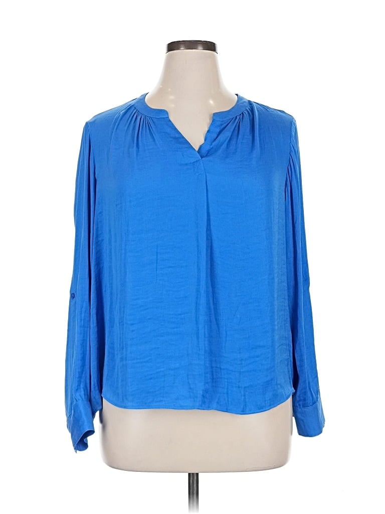 Pre-owned Simply Vera Vera Wang Long Sleeve Blouse In Blue