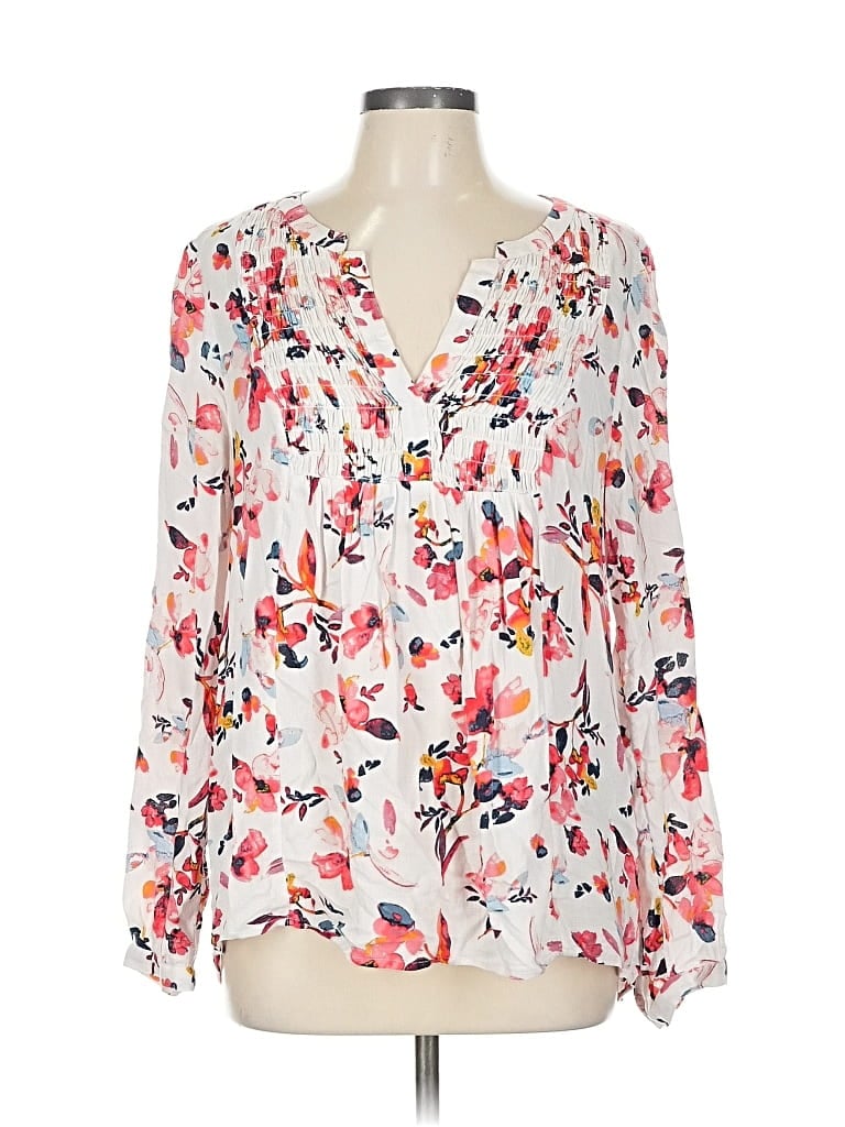 Pre-owned Lucky Brand Long Sleeve Blouse In White