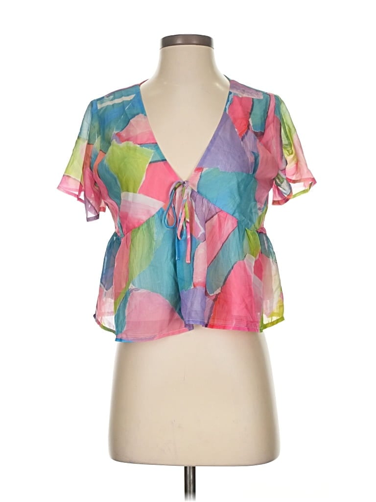 Pre-owned Assorted Brands Tank Top Pink Plunge Neckline Tops