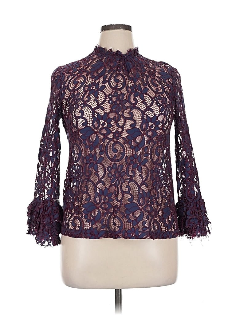 Pre-owned Willow & Clay Long Sleeve Blouse In Purple