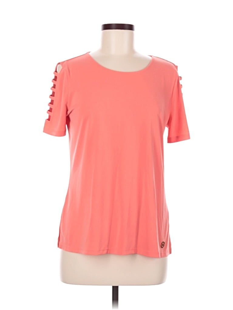 Pre-owned Michael Michael Kors Short Sleeve Top Orange Cold Shoulder Neckline Tops