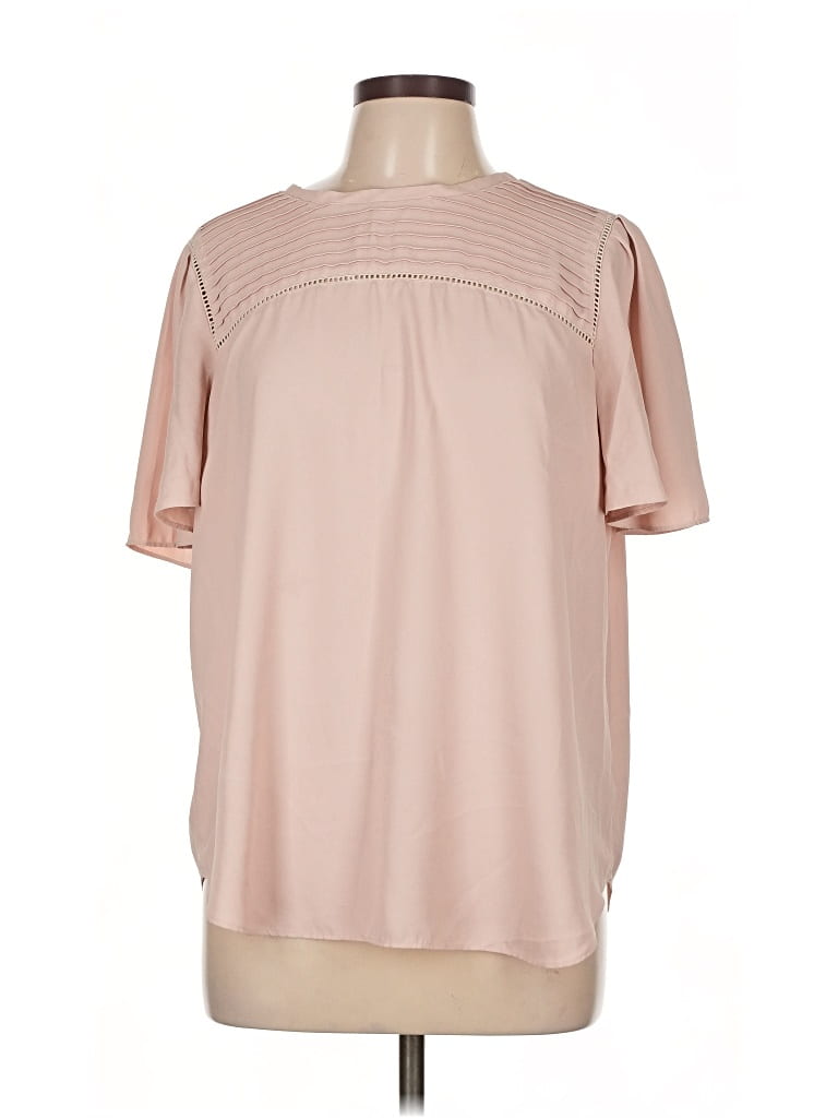 Pre-owned Ann Taylor Short Sleeve Blouse In Pink