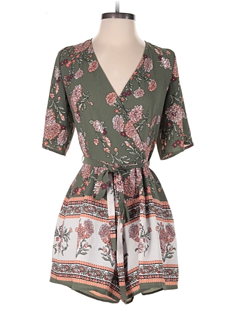 Pre-owned Blue Rain Romper In Green