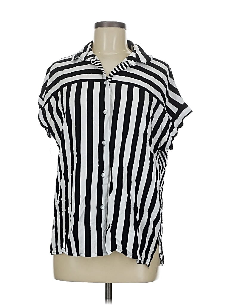 Pre-owned Jane And Delancey Short Sleeve Blouse In Black