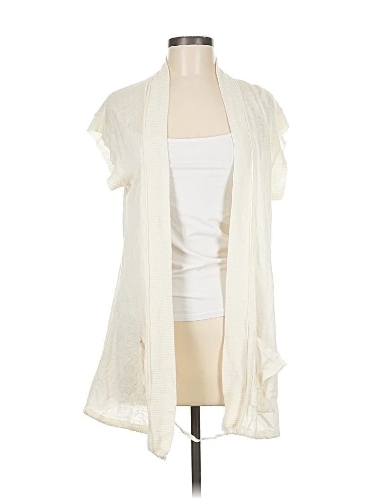 Pre-owned Lucky Brand Cardigan Sweater In White