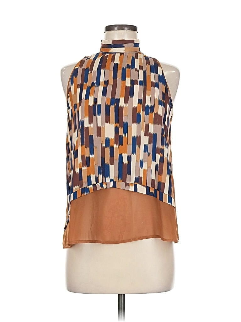 Pre-owned Zara W&b Collection Sleeveless Blouse In Brown