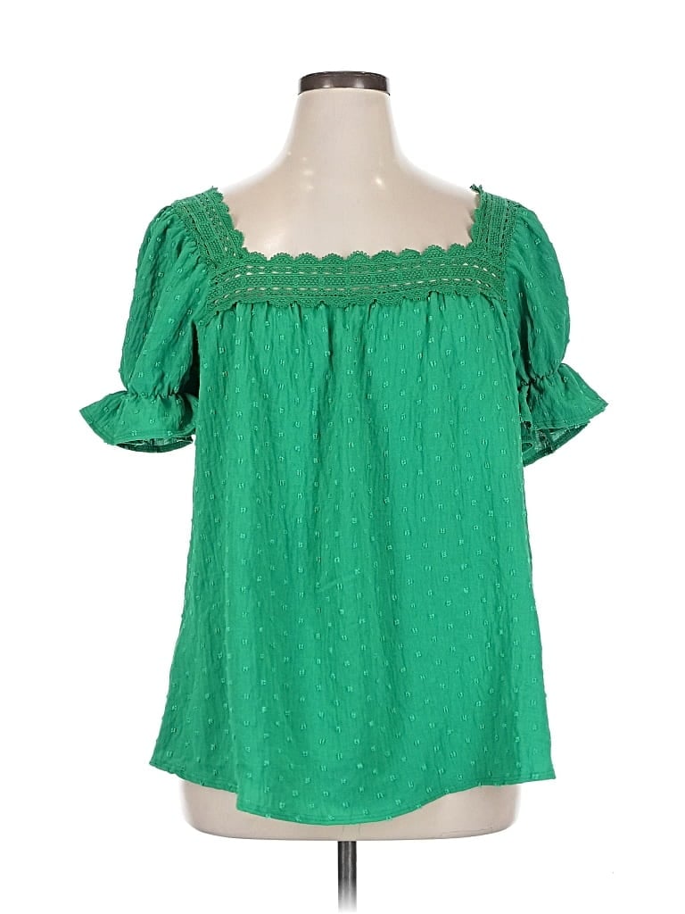 Pre-owned Emerald Short Sleeve Blouse In Green