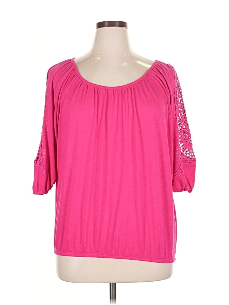 Pre-owned Lane Bryant 3/4 Sleeve Top Pink Scoop Neck Tops