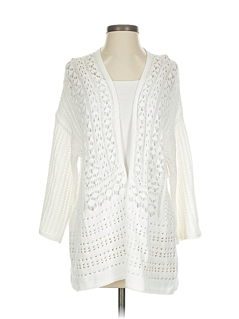 Pre-owned Andrea Jovine Cardigan Sweater In White