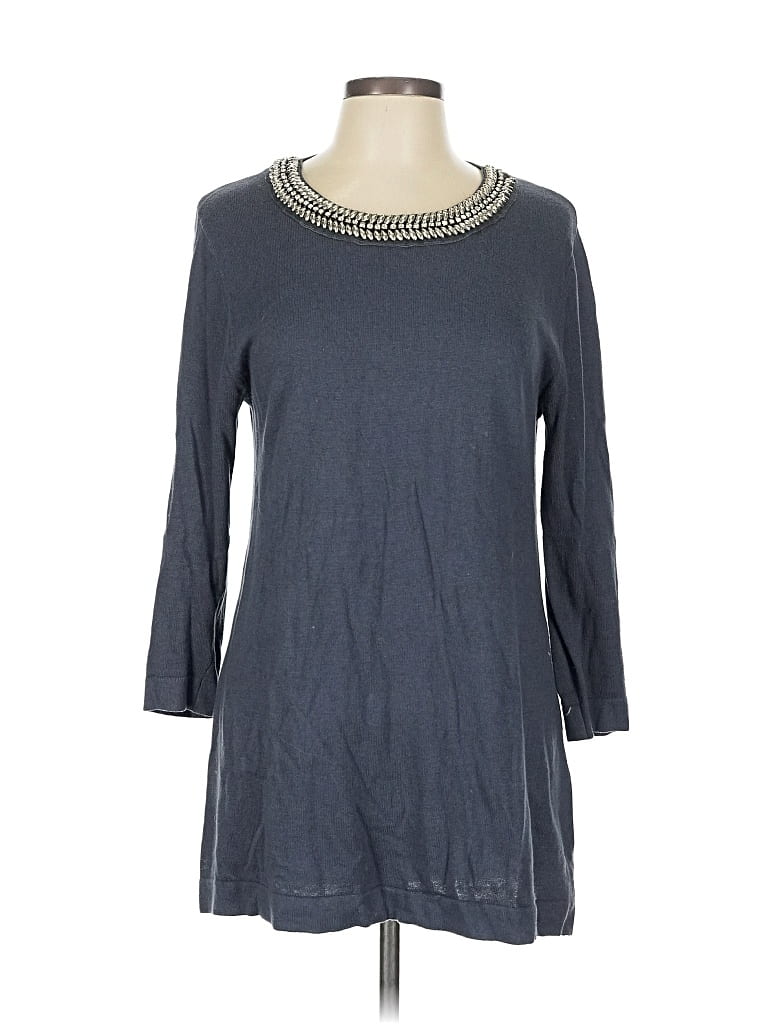 Pre-owned August Silk Pullover Sweater In Gray