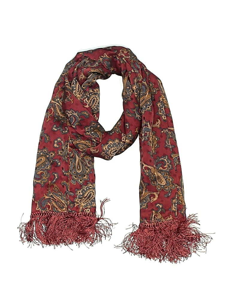 Pre-owned Dkny Silk Scarf In Burgundy