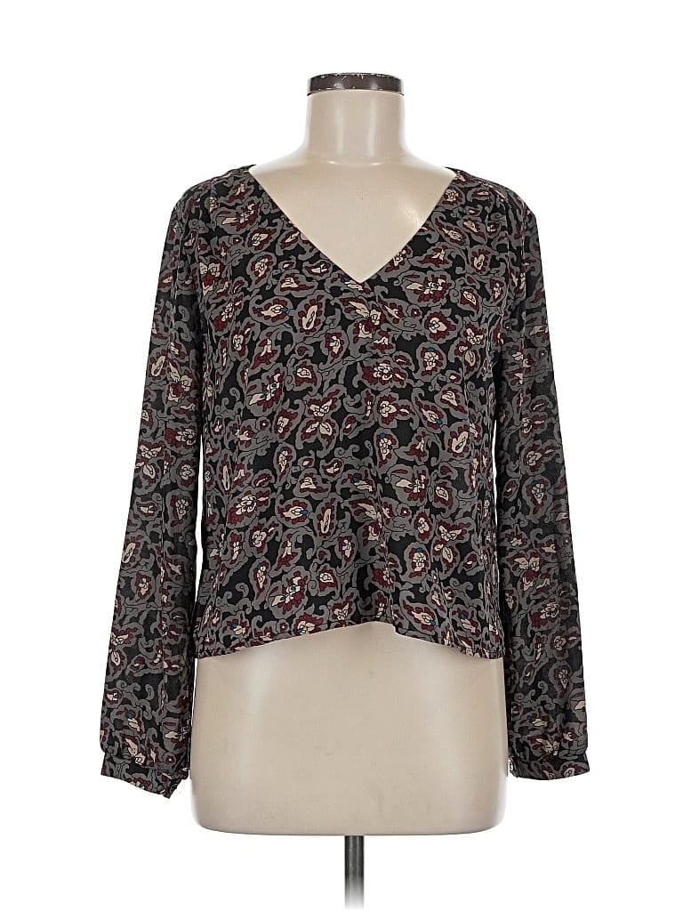 Pre-owned Astr Long Sleeve Blouse In Gray