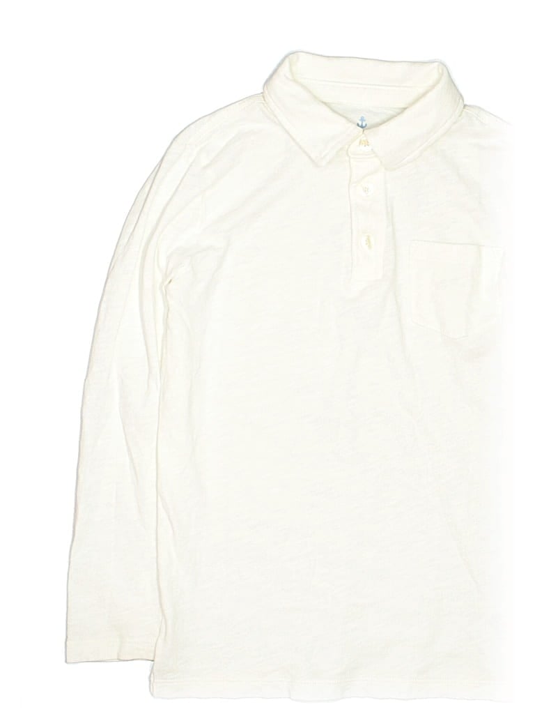 Pre-owned Crewcuts Kids' Long Sleeve Top Ivory Collared Neckline Tops In White