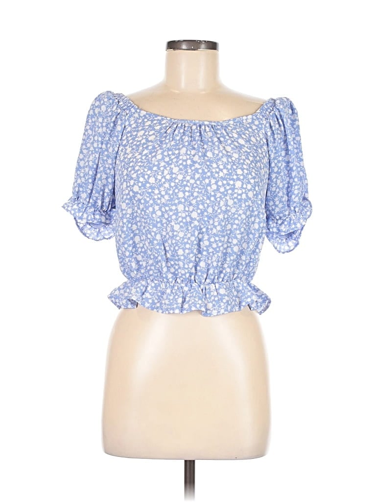 Pre-owned Sienna Sky Short Sleeve Blouse In Blue