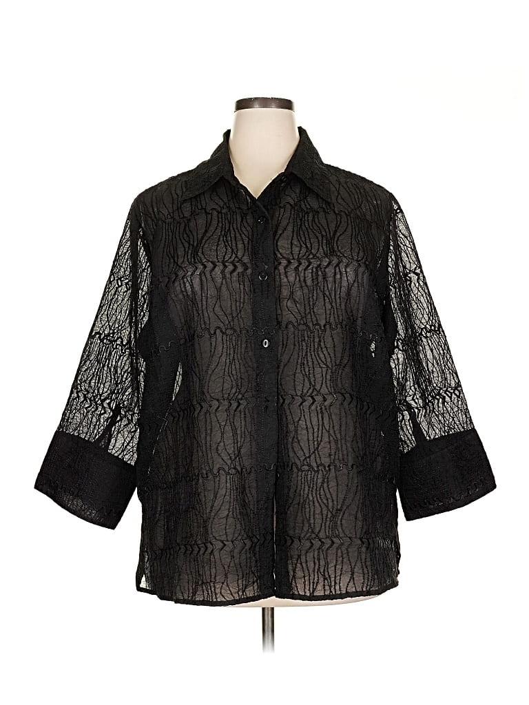 Pre-owned Milano 3/4 Sleeve Blouse In Black