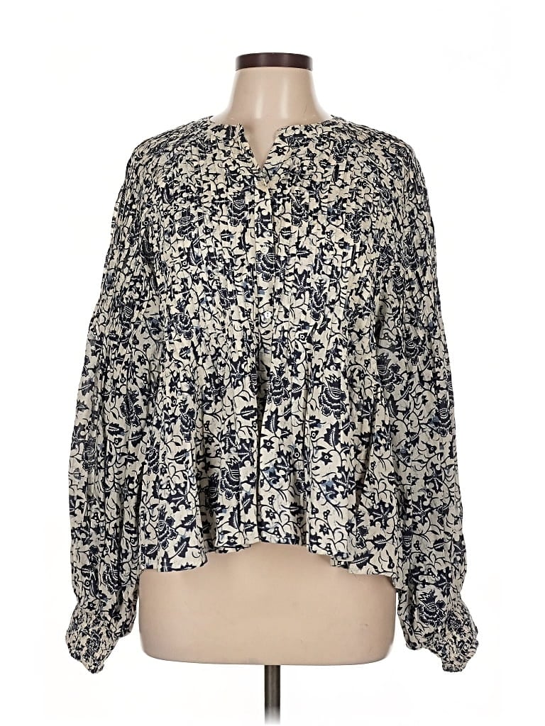 Pre-owned Love The Label Long Sleeve Blouse In Blue