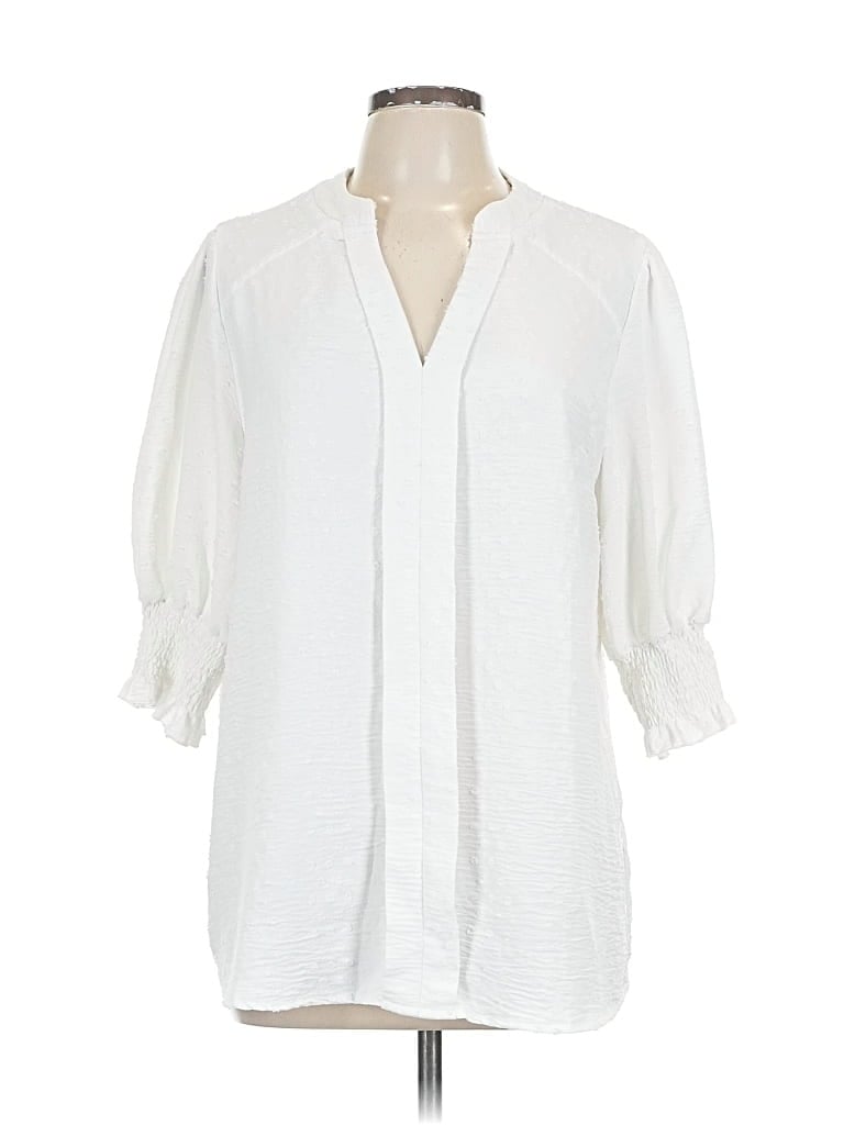 Pre-owned Unbranded 3/4 Sleeve Blouse In White