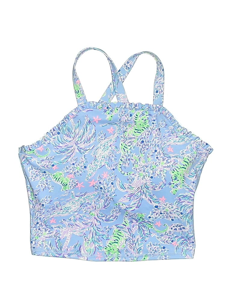 Pre-owned Lilly Pulitzer Luxletic Swimsuit Top Blue Paisley Pattern Swimwear