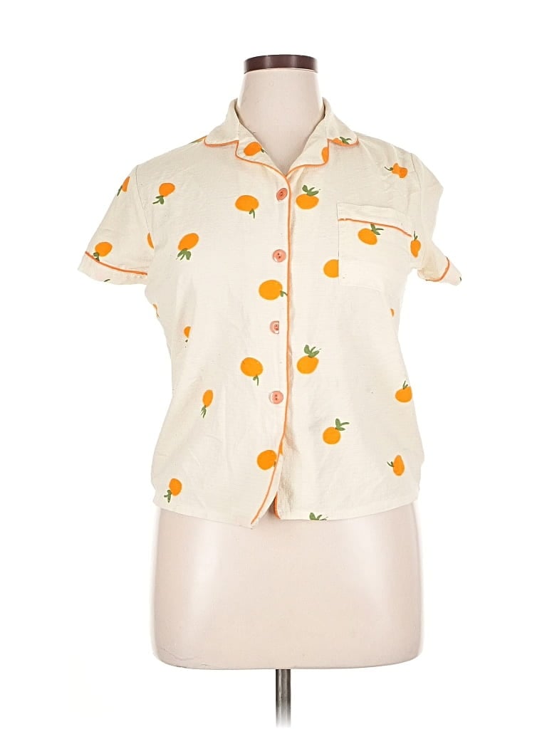 Pre-owned Unbranded Short Sleeve Blouse In Orange