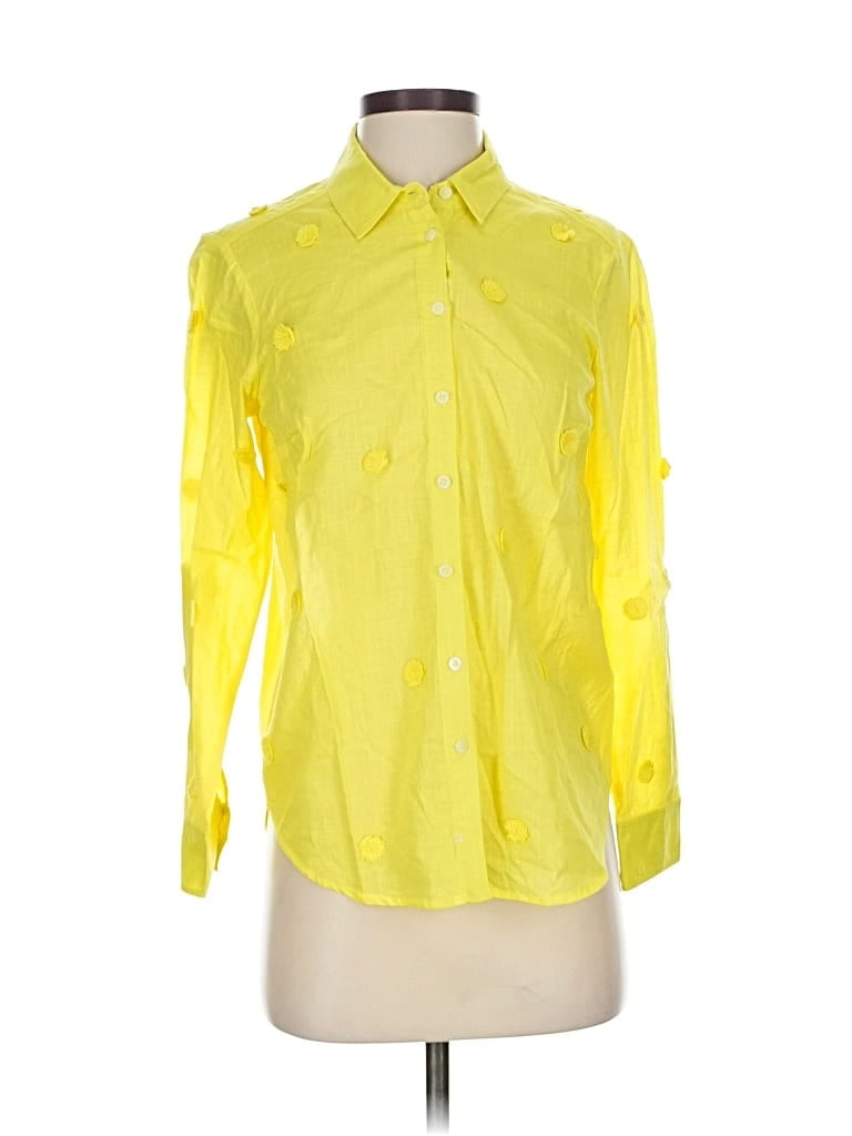 Pre-owned Maeve By Anthropologie 3/4 Sleeve Button Down Shirt In Yellow