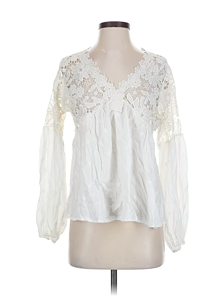 Pre-owned Free People Long Sleeve Blouse In White