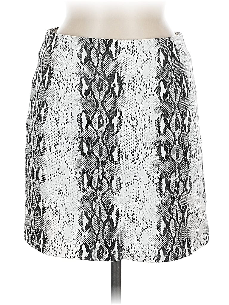 Pre-owned She + Sky Faux Leather Skirt In Silver