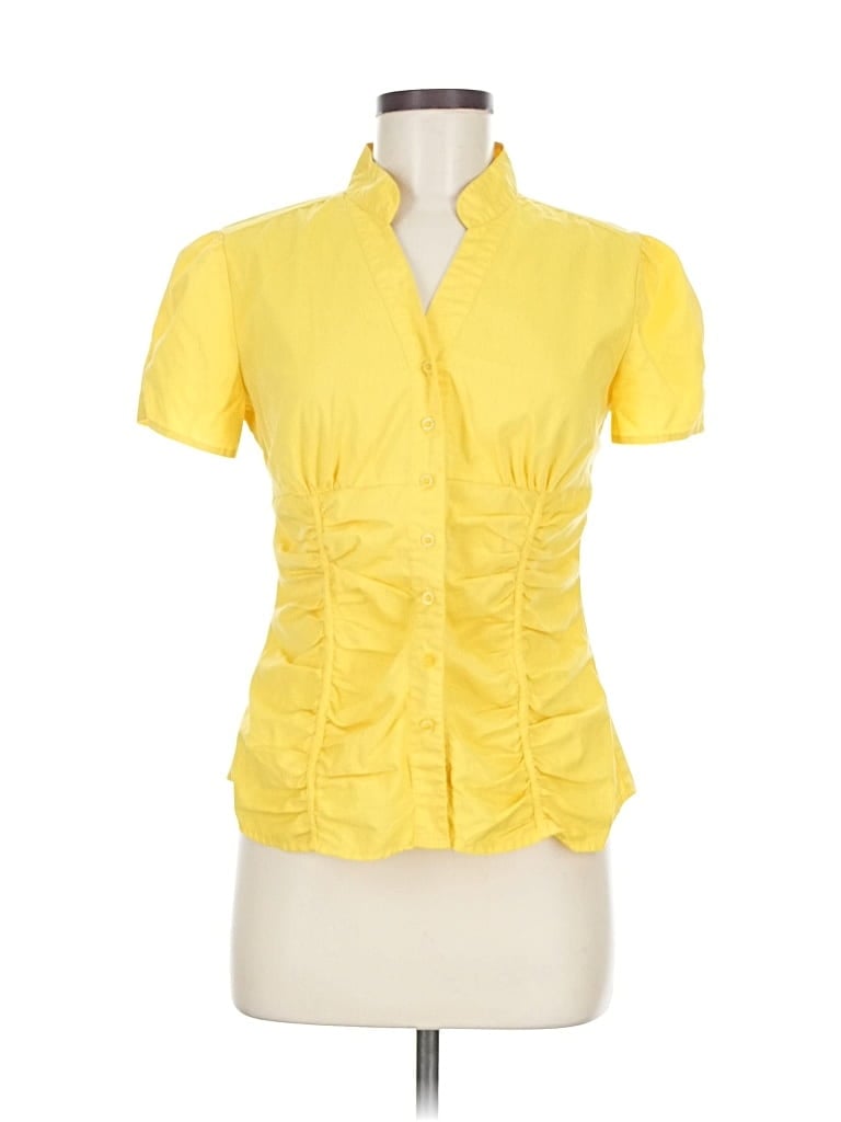 Pre-owned Dots Short Sleeve Blouse In Yellow