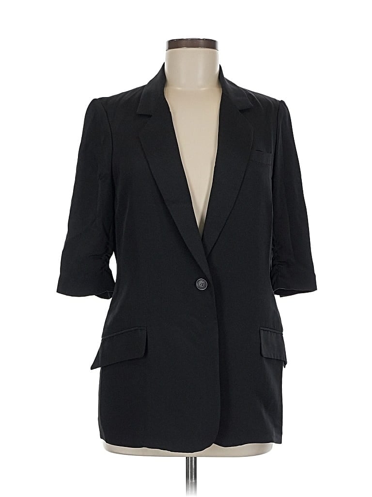 Pre-owned Elizabeth And James Silk Blazer Jacket In Black