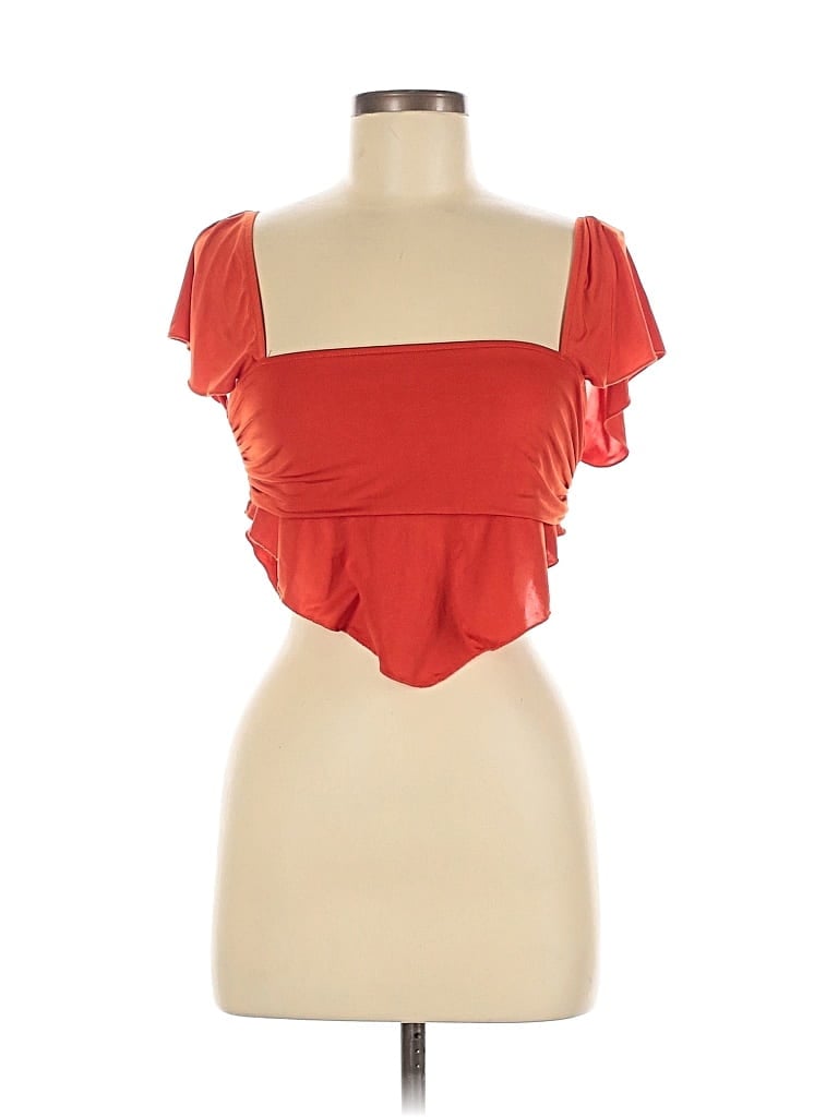 Pre-owned Urban Outfitters Short Sleeve Top Orange Strapless Neckline Tops