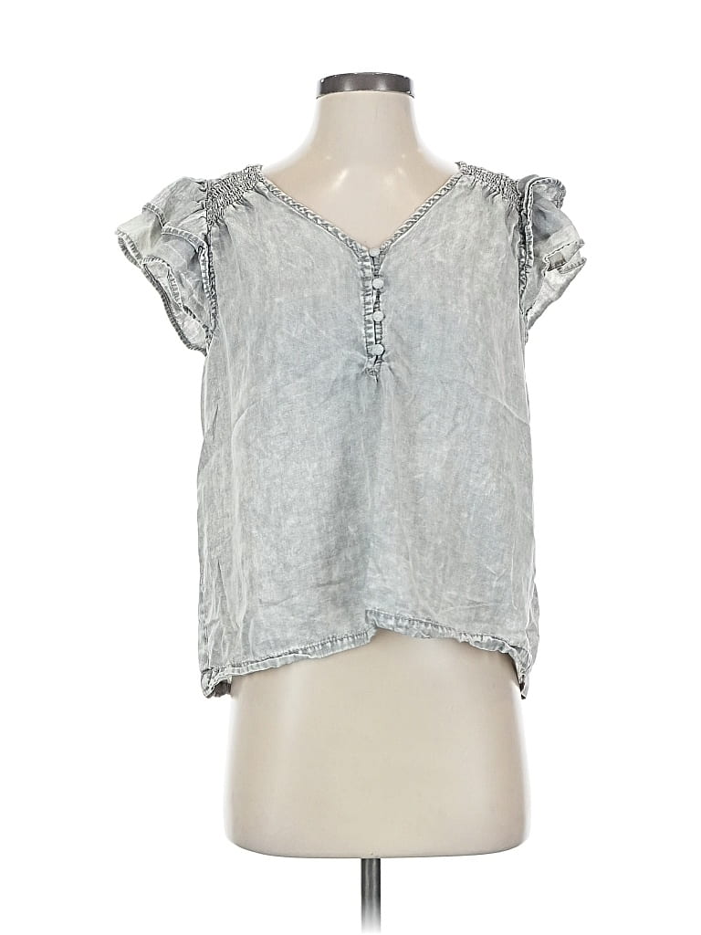 Pre-owned Jane And Delancey Short Sleeve Top Silver Sweetheart Neckline Tops