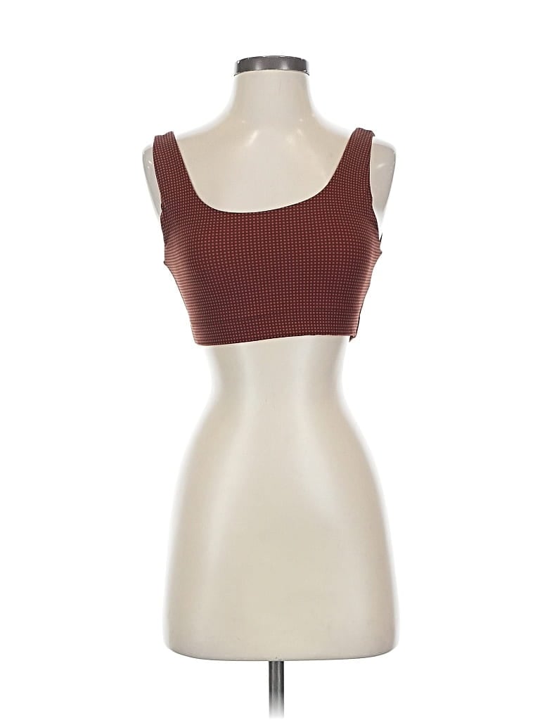 Pre-owned Everlane Tank Top Brown Checkered/gingham Pattern Square Neckline Tops