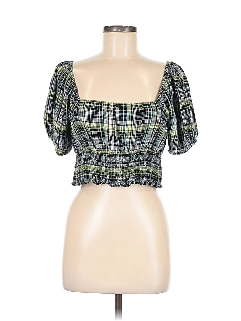 Pre-owned Bp. Short Sleeve Blouse In Green