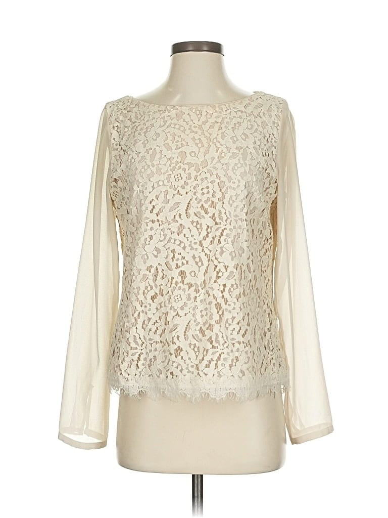 Pre-owned Ann Taylor Long Sleeve Blouse In White