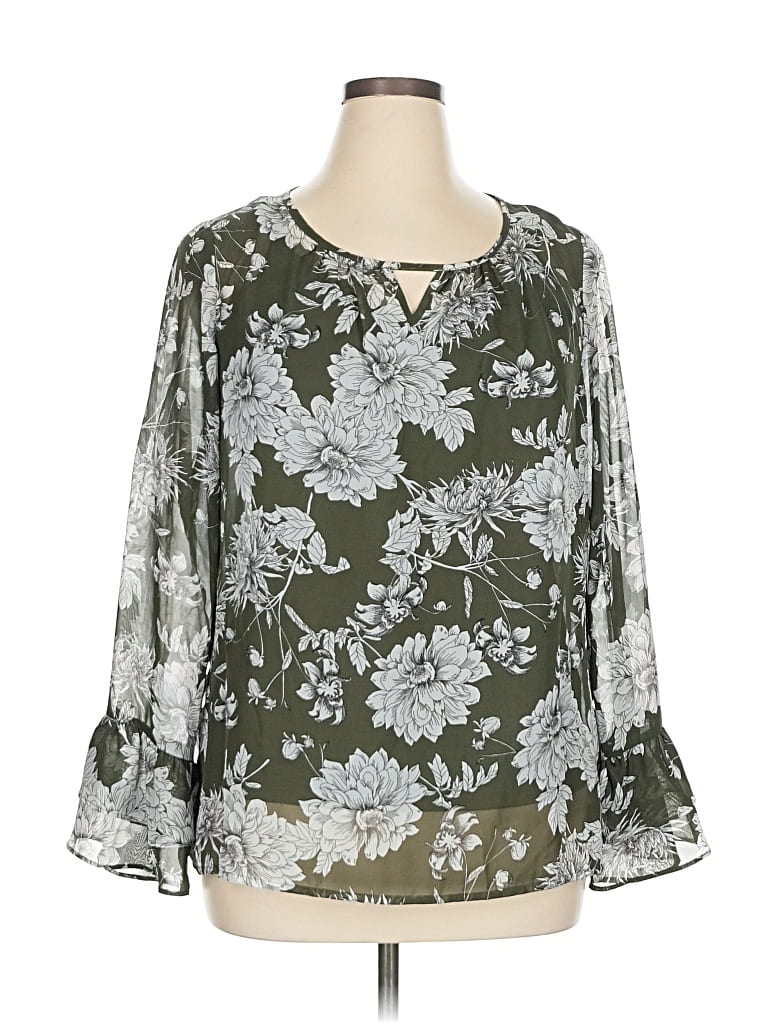 Pre-owned Apt. 9 3/4 Sleeve Blouse In Green