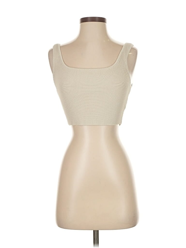 Pre-owned Babaton Tank Top Ivory Strapless Neckline Tops In White