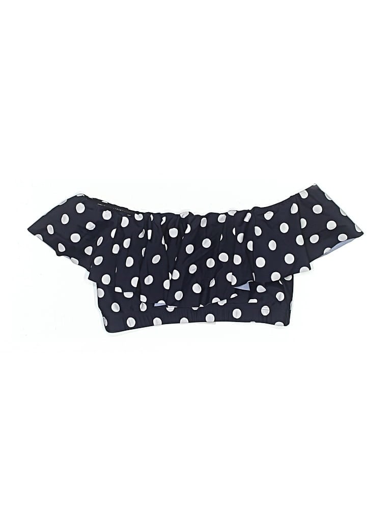 Pre-owned Unique Vintage Swimsuit Top Blue Polka Dots Pattern Swimwear