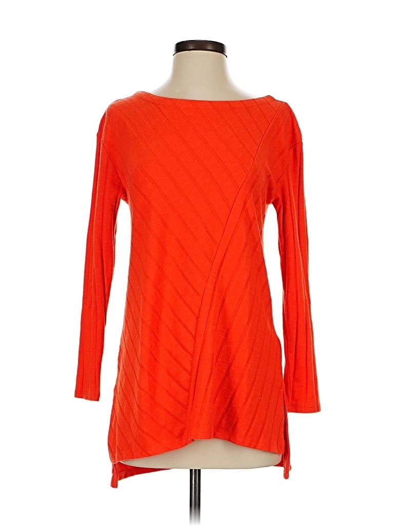 Pre-owned Maeve By Anthropologie 3/4 Sleeve Top Orange Boatneck Tops