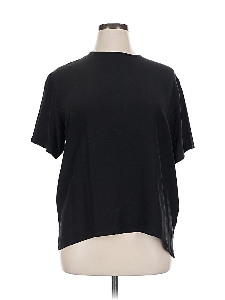 Pre-owned Christie & Jill Short Sleeve Top Black Keyhole Neckline Tops